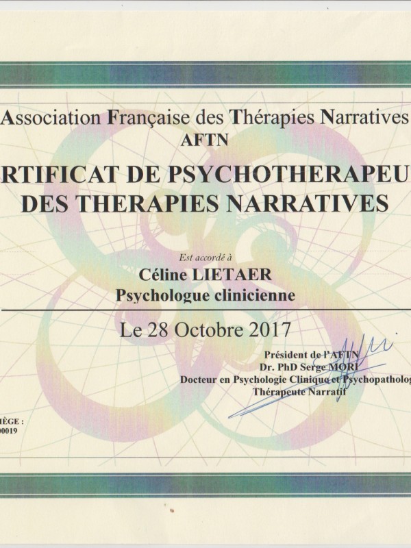 Psychothérapeute des thérapies Narratives